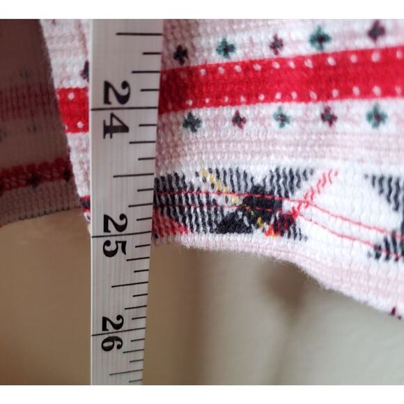 Victorias Secret Red Plaid Striped Waffle Knit T-shirt V Neck Size Large Cozy - Picture 10 of 10